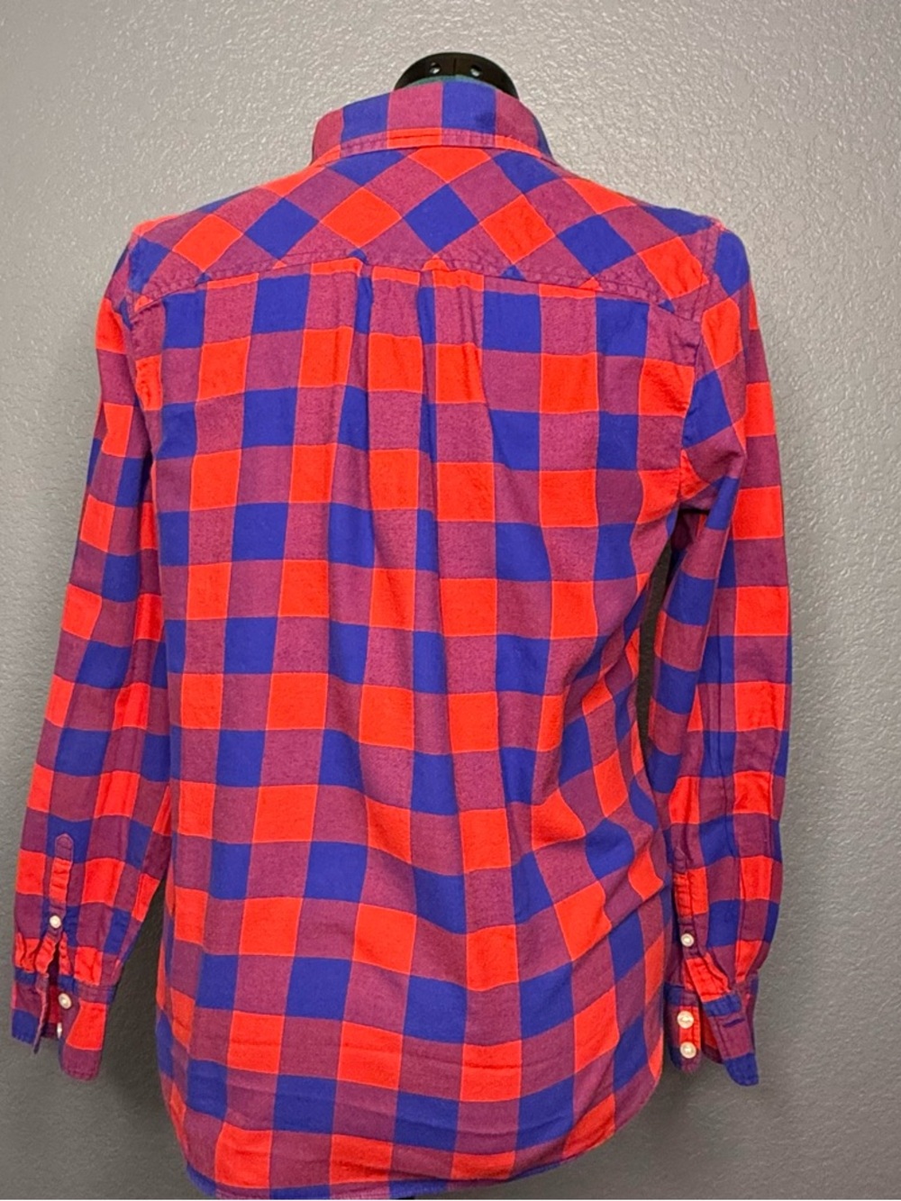 J. Crew Red Blue Buffalo Check Button Down Shirt Cotton Flannel Size L - Picture 4 of 7